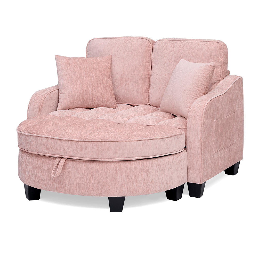Divano letto multifunzionale - Xylo - Tessuto traspirante, legno di eucalipto, rosa