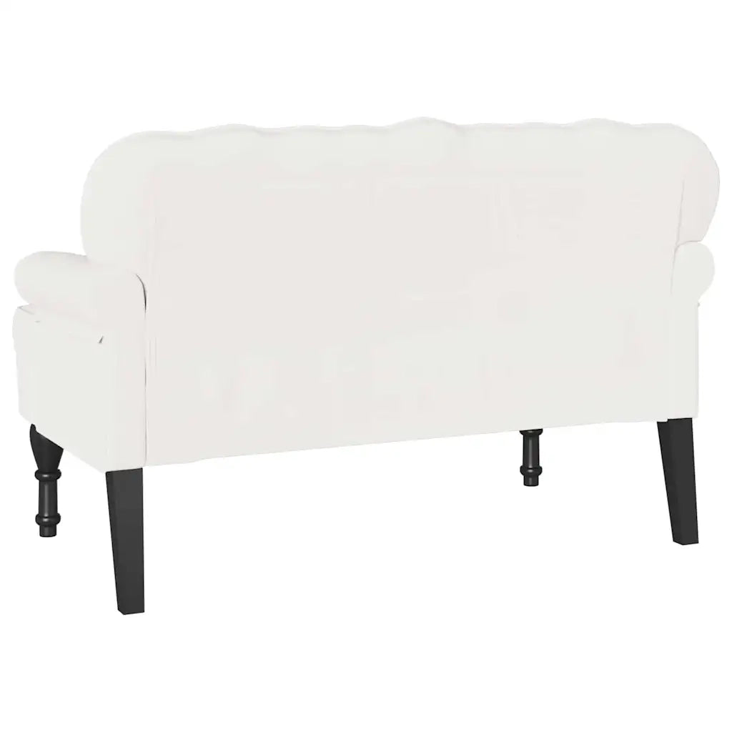 Panca Chesterfield-Sgabello-Divano Bianco 119,5 x 64,5 x 75 cm Pelle Sintetica