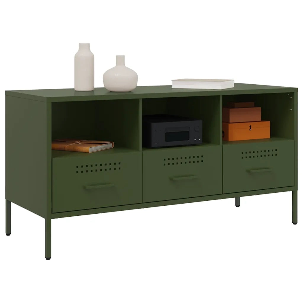 Mobile TV Verde Oliva 100,5x39x50,5 cm in Acciaio 843040