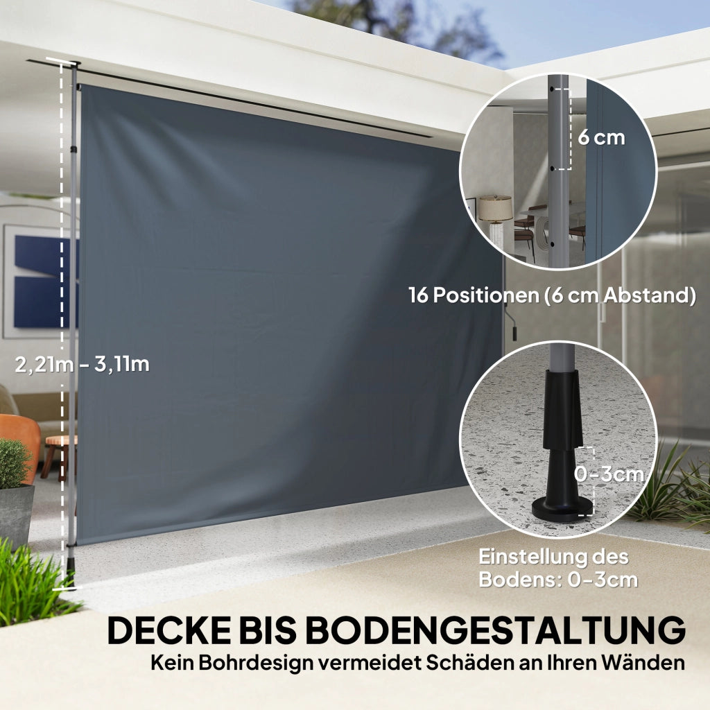 Tenda da sole a bracci pieghevoli con manovella ¨C zephmum ¨C Grigio scuro 350 cm