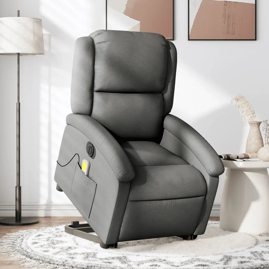 Poltrona Alzapersona Massaggi Elettrica Grigio Scuro Tessutocod mxl 85071