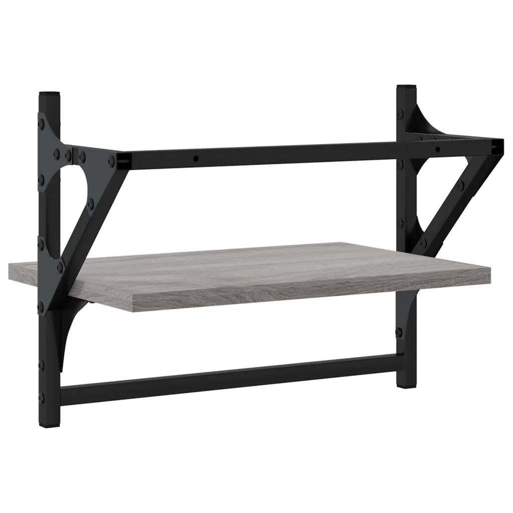 2 pz Mensole a Parete | Scaffale Parete | Ripiano a parete con Aste Grigio Sonoma 40x25x30 cm