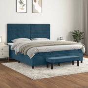 Giroletto a Molle con Materasso Blu Scuro 180x200 cm in Velluto 3137921
