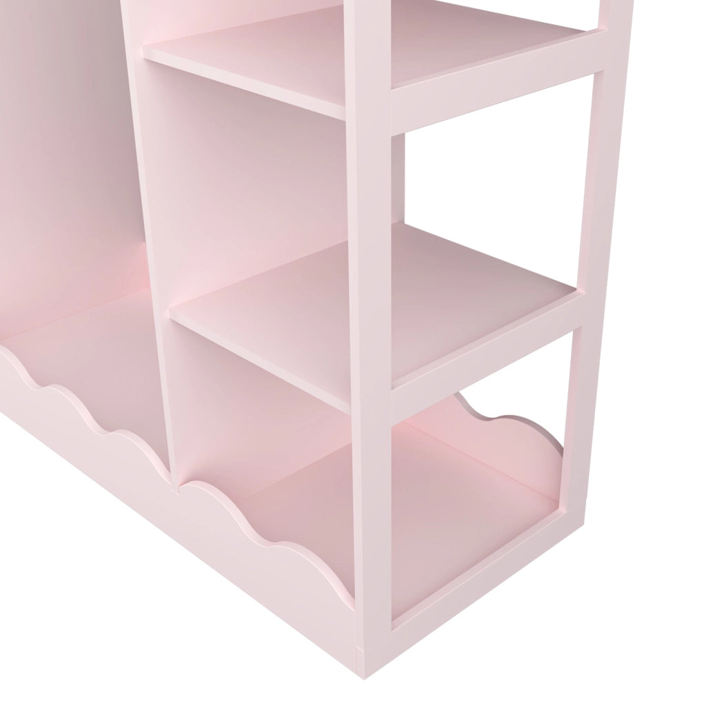 Organizzatore Guardaroba Vestnes per Cameretta con Ripiani e Specchio 100 x 94 x 38 cm - Rosa [en.casa]