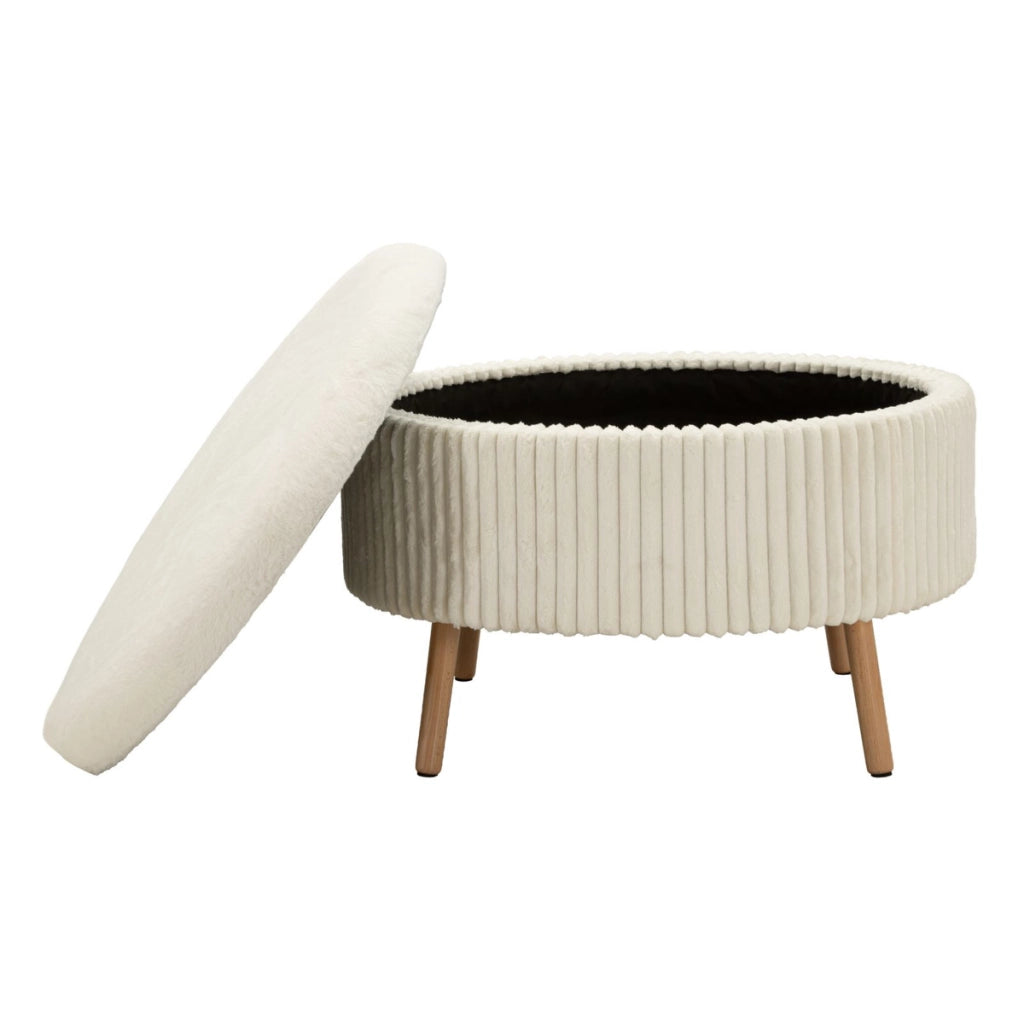 Pouf Goteborg rotondo in tessuto bianco