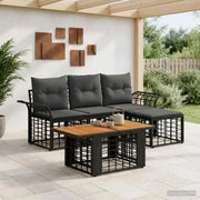 Set Divano da Giardino 5 pz Nero e Grigio scuro polyrattan 3437971