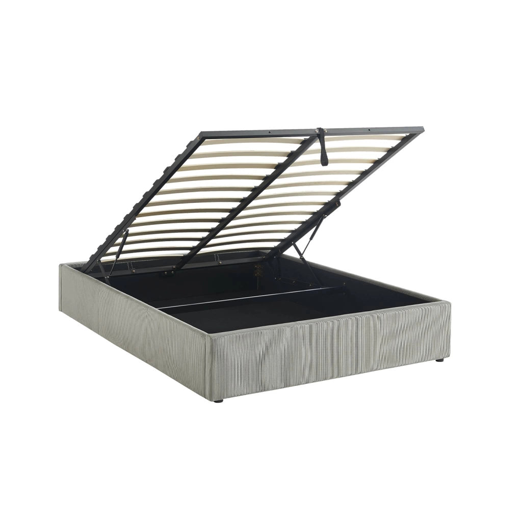 Struttura letto con contenitore e rete a doghe 140x190cm, imbottita