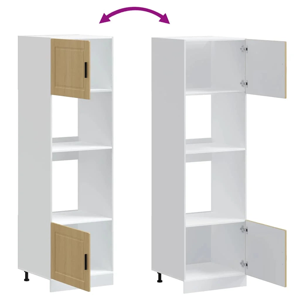 Set di 2 mobili per forno con piedini regolabili 60 x 57 x 207 cm design classico legno ingegnerizzato rovere Sonoma 02_0055719
