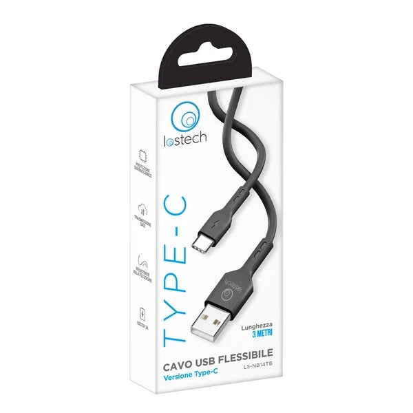 Flessibile Type C 3,0 m Nero Cavo USB