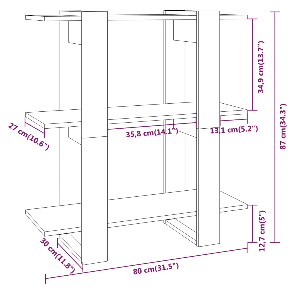 Libreria/Divisorio Rovere Fumo 80x30x87 cm 813578