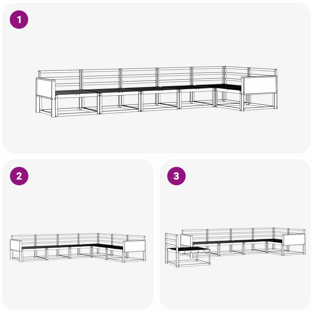 Set di divani da esterno 6 pcs Naturale