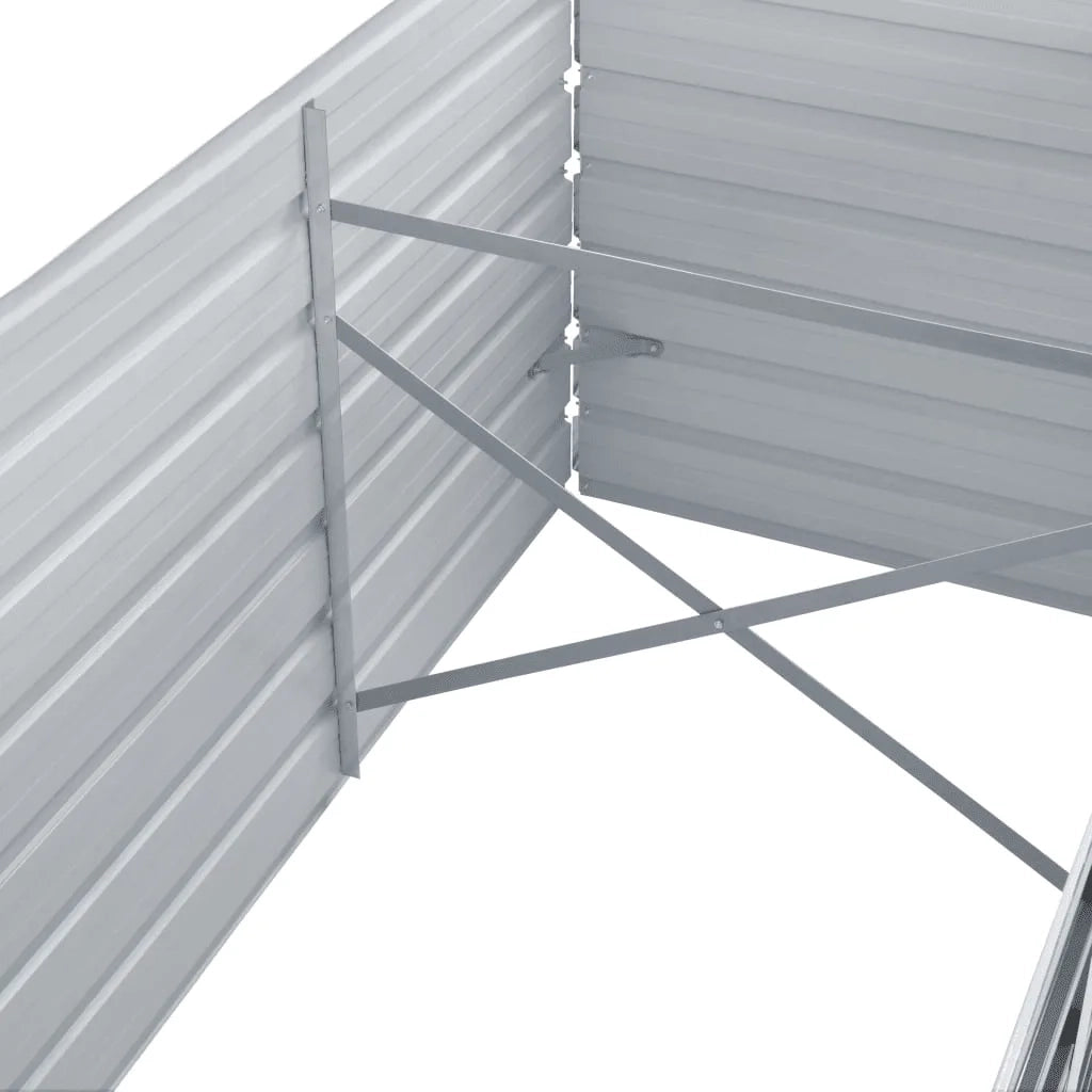 Letto Rialzato da Giardino Acciaio Zincato 240x80x77 cm Grigio 44840