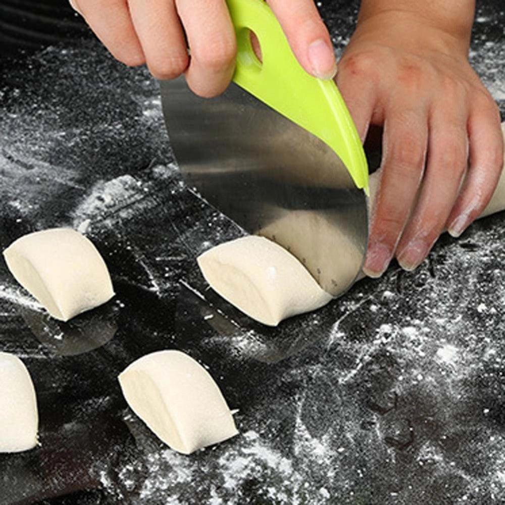 Trade Shop - Tagliapasta Pizza Multifunzione Spatola Rotondo In Acciaio Inox Con Righello -
