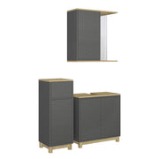 Vicco Set di mobili da bagno Antracite/quercia 3 pezzi, con cabinet midi
