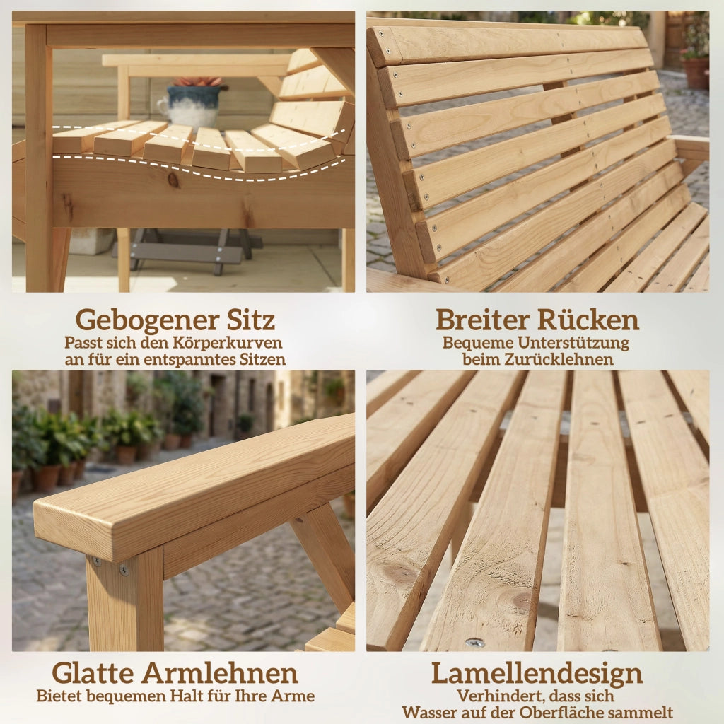 Panchina Giardino 2 Posti Legno con Braccioli ¨C zephmum ¨C Marrone 120x60x80