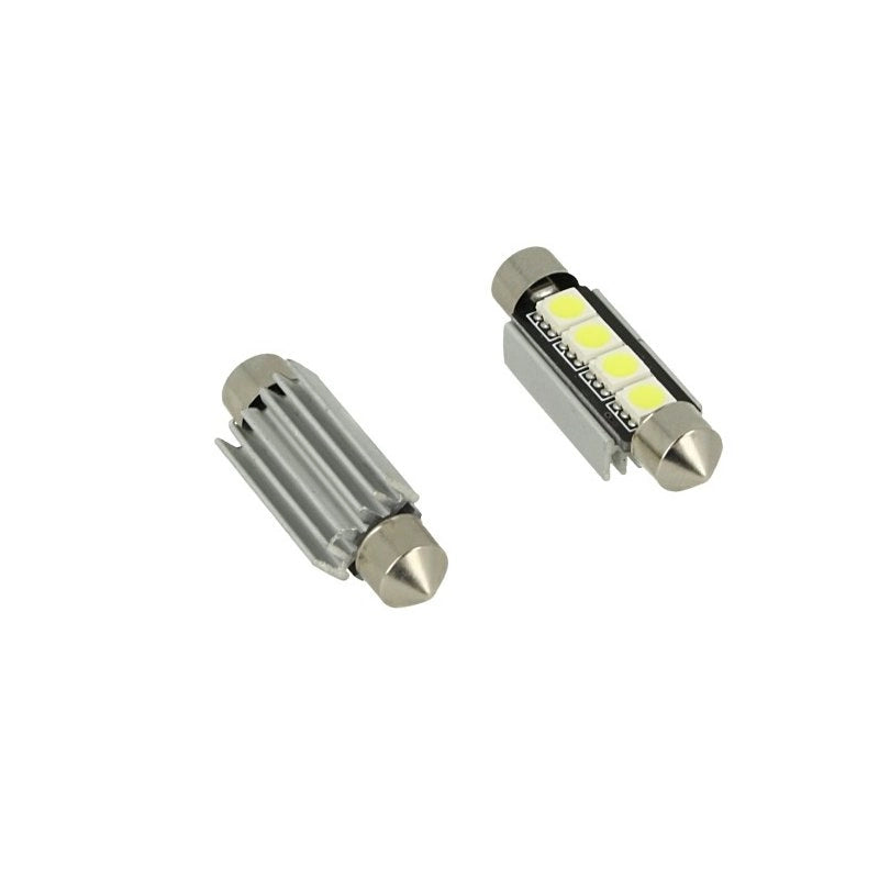 24V Lampada LED Siluro Canbus T11 C5W 42mm 4 SMD 5050 Rosso con Dissipatore Alluminio per Camion Bus Barca
