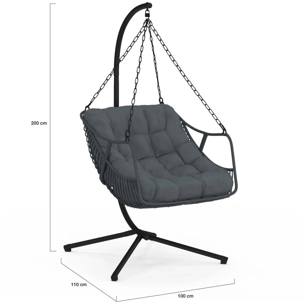 IDMarket - LOA reclinabile in rattan grigio traforato con cuscino grigio