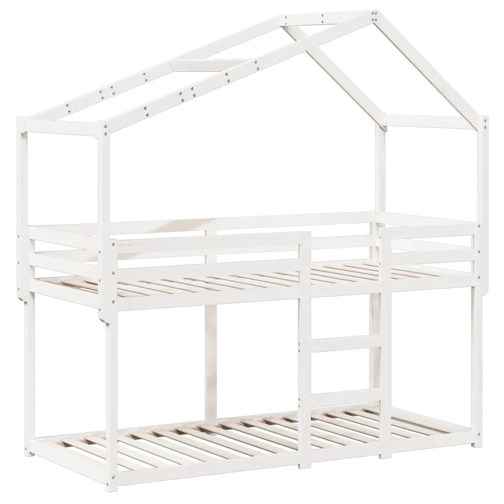 Letto singolo | Letto per adulti | Letto a Castello con Tetto Bianco 75x190 cm Legno Massello Pino