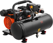 Compressore di Aria - Olio Liquido Portatile - Tanella in Acciaio 2 Galloni - Motore 1 PK - Flusso d'Aria 2,5 CFM - Pressione Massima 8 Bar / 120 PSI - Ultra Silenzioso 81 dB