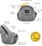 Baby Heupdrager CPC GeCertificato - Cintura Adattabile con Supporto alla Pancia e Borse - Vincitore Premio Mom's Choice - Per Neonati e Bambini da 3 a 20 kg - Grigio