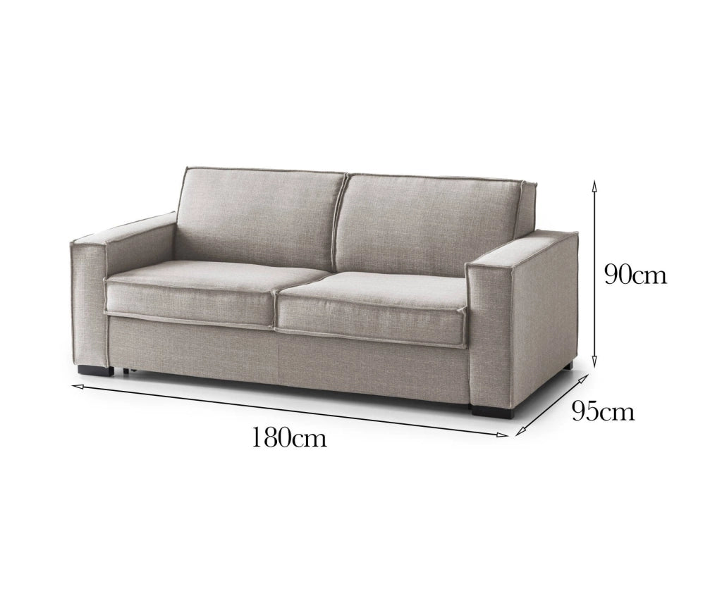 Divano fisso Ayramah, Divano a 2 posti Large, Made in Italy, SofÒ  Soggiorno in tessuto, con Braccioli slim, cm 180x95h90, Tortora