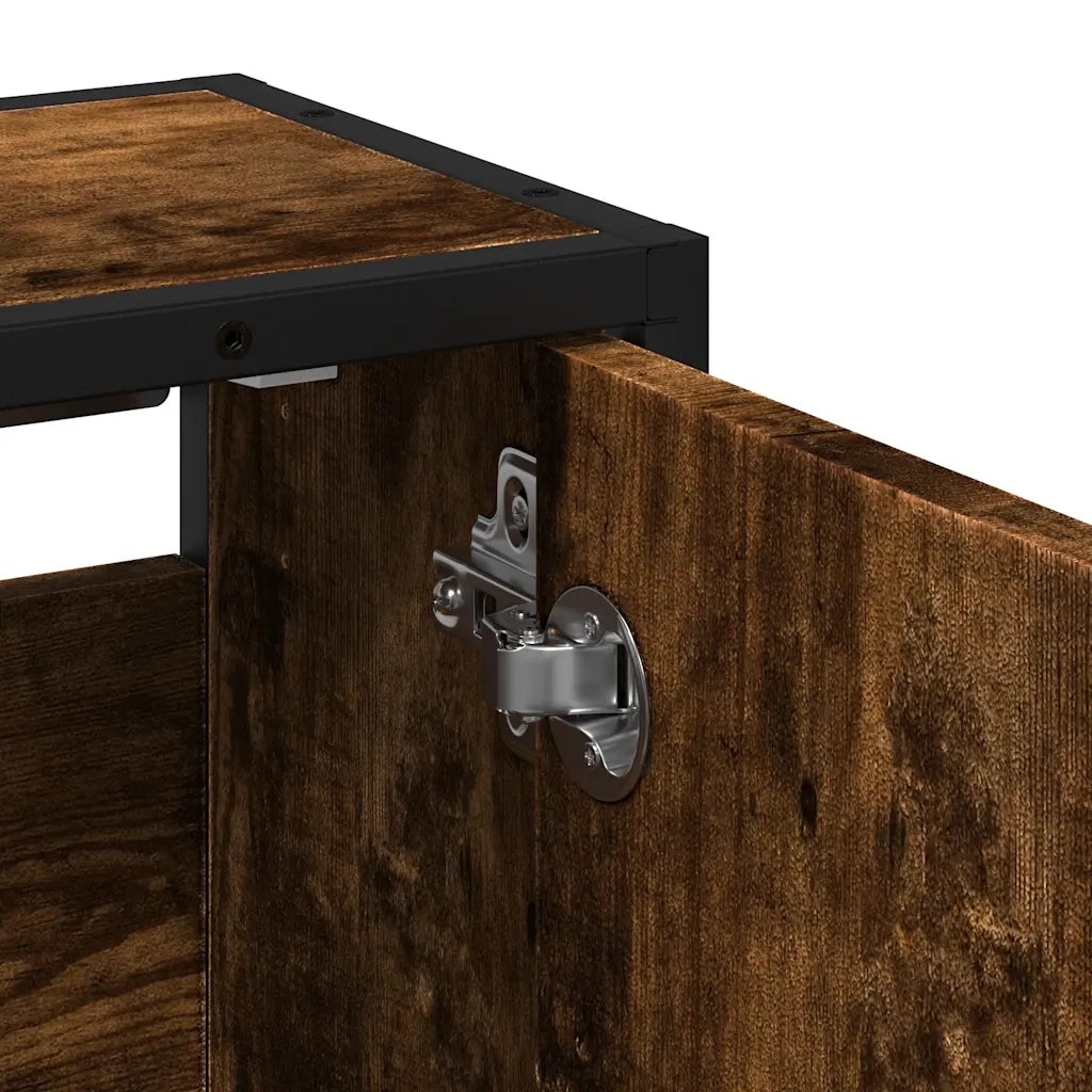 vidaXL Mobile Bagno Specchio Rovere Fumo 65x20x60 cm Legno Multistrato