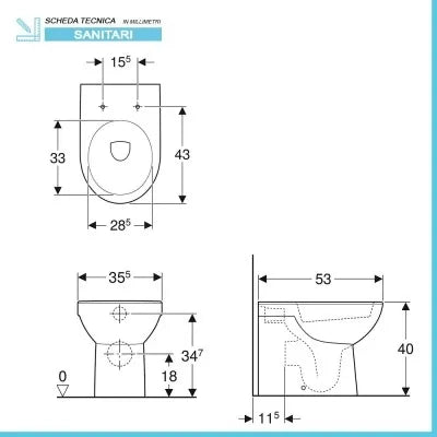 Sanitari filomuro Geberit con scarico universale e copriwc  Selnova