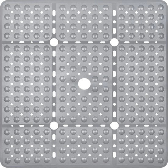 Matte da doccia quadrata extra grande - 70 x 70 cm con 240 ganci antiscivolo. Mattonella da doccia veloce asciugatura con fessure di scarico. Lavabile in lavatrice, colore grigio.