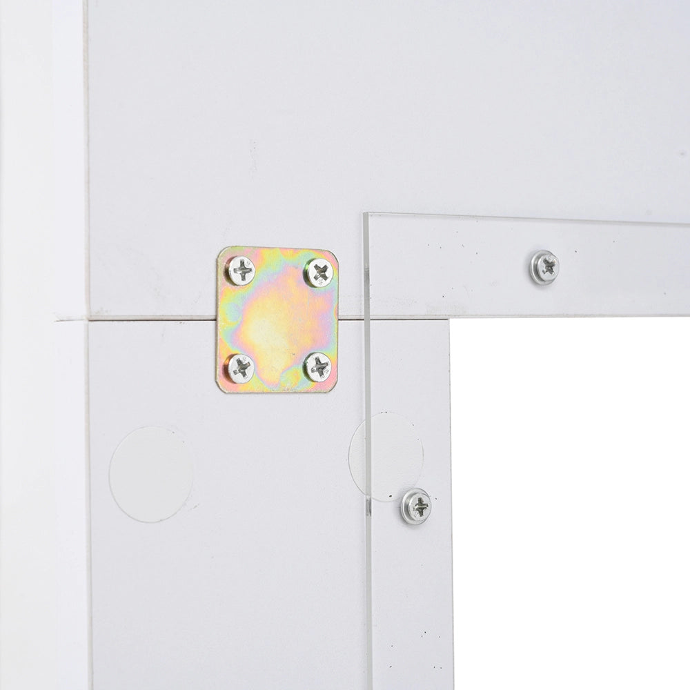 Vetrina 60x40x180 cm con LED - Xylo - 3 ripiani in vetro, ante in acrilico, armadio per soggiorno, bianco