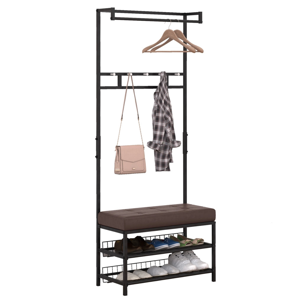 Appendiabiti con scarpiera e ripiani ¨C zephmum ¨C metallo 72.5x35x180cm