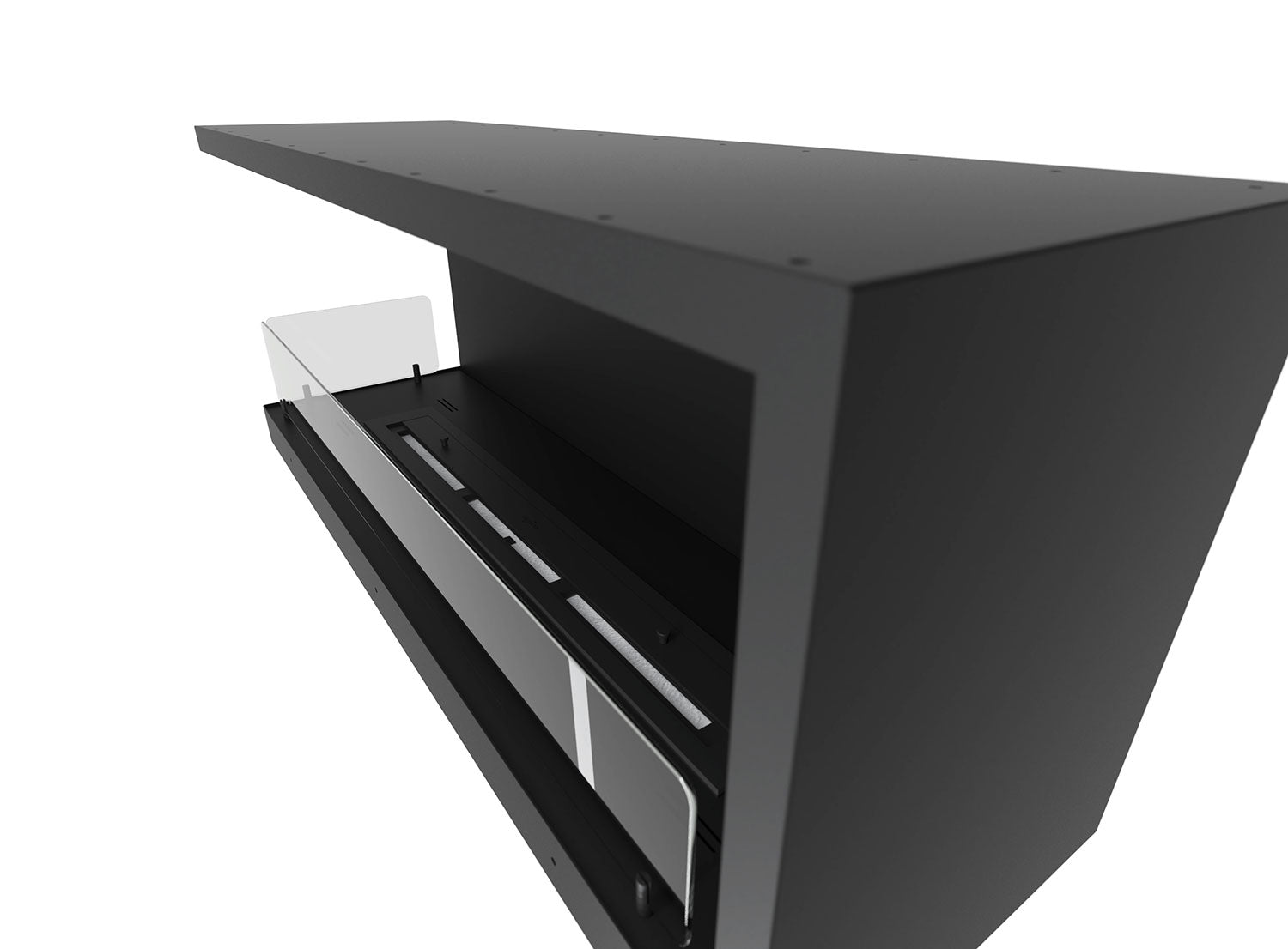 Camino a Bioetanolo da Incasso 110x45 cm Inside L1100 V2 Angolo a Sinistra Nero con Vetro