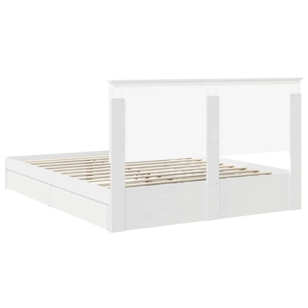 Letto con Contenitore Bianco 160 x 200 cm Legno multistrato 3411187