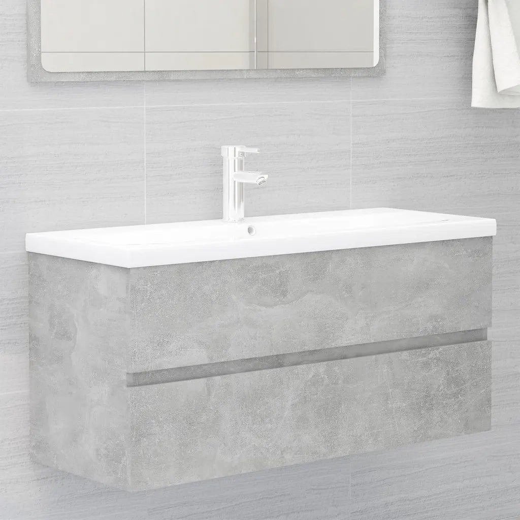 Mobile con Lavabo | Armadio Lavabo Integrato Grigio Cemento in Legno Multistrato