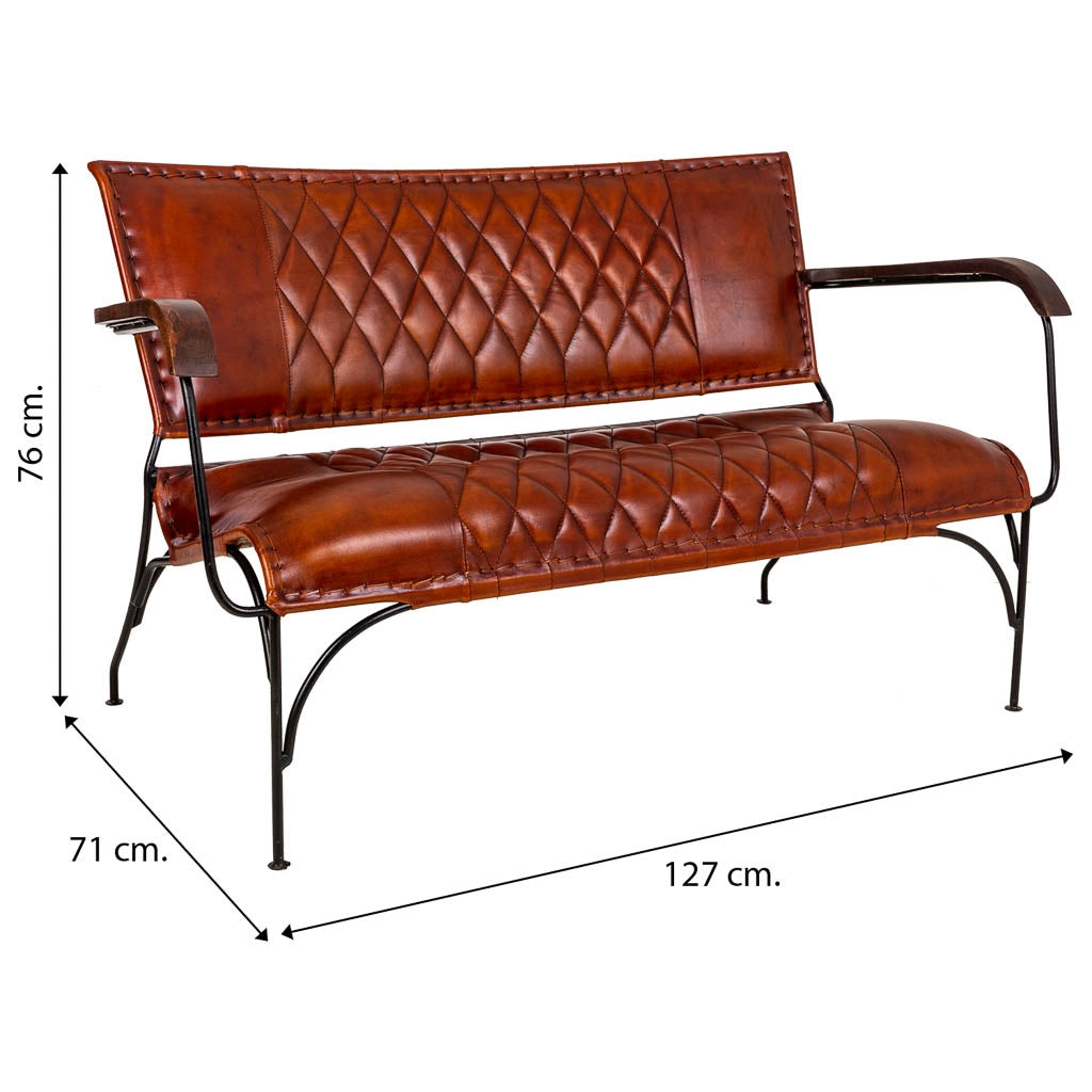 Sgabello in metallo e pelle marrone 127x71x76h