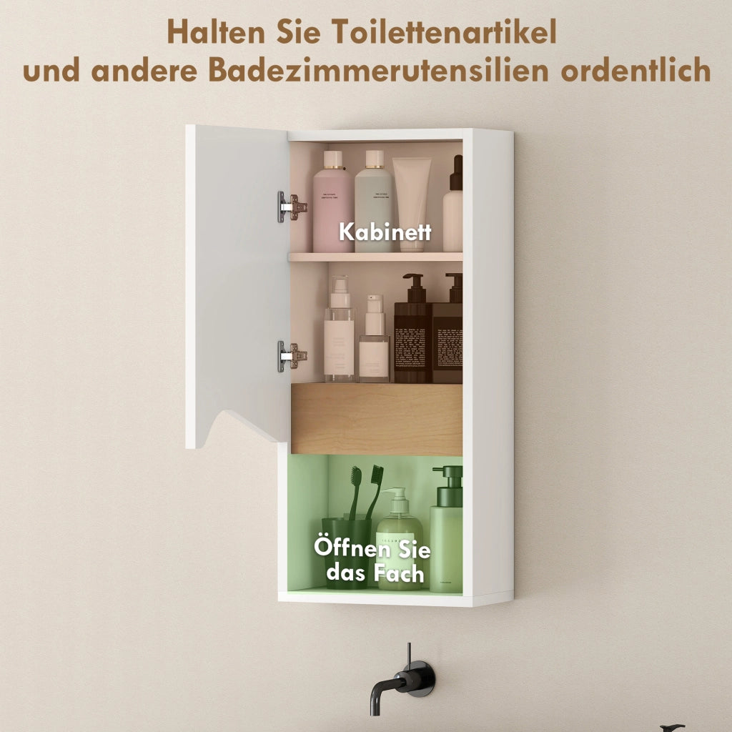 Armadietto Bagno Sospeso con Anta Soft-Close ¨C Zephmum ¨C Bianco 30x17x67 cm