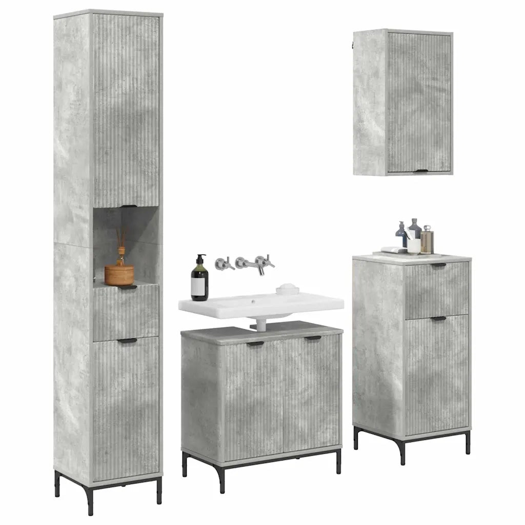 Set di mobili per il bagno con cassetto Grigio cemento