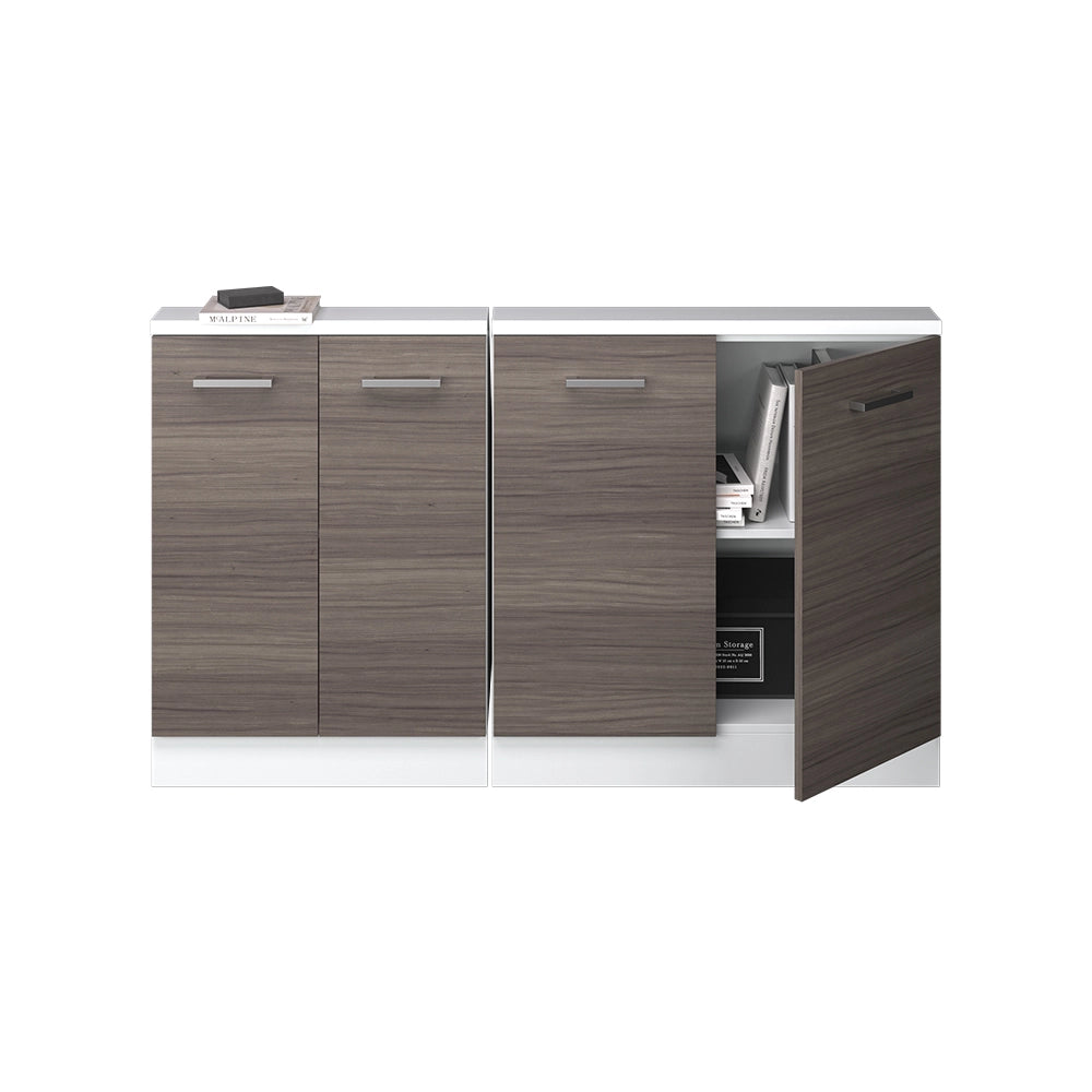 Mobile cucina sottotetto R-Line Grigio nobile/Bianco 140 cm Set di 2 Vicco