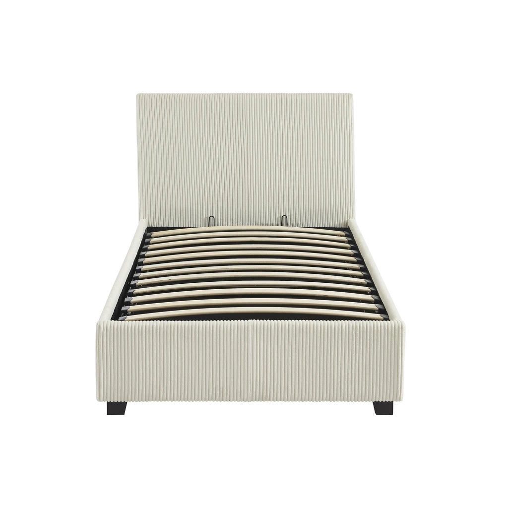 Letto con rete e testata pieghevoli 90x190cm, velluto a coste fini,