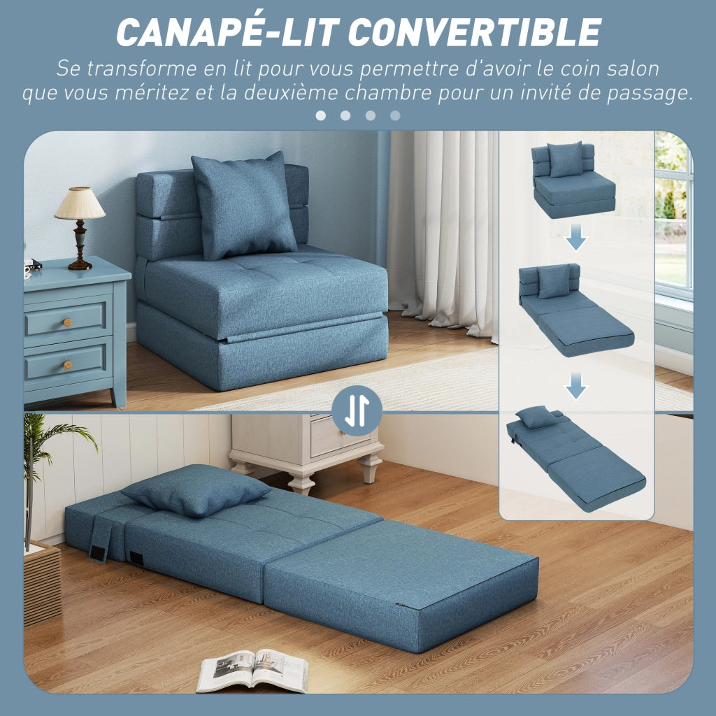 Poltrona letto ¨C zephmum ¨C tessuto blu scuro con cuscino