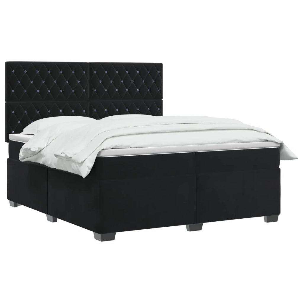 Letto box spring con materasso Nero 200 x 200 cm Velluto 3453706