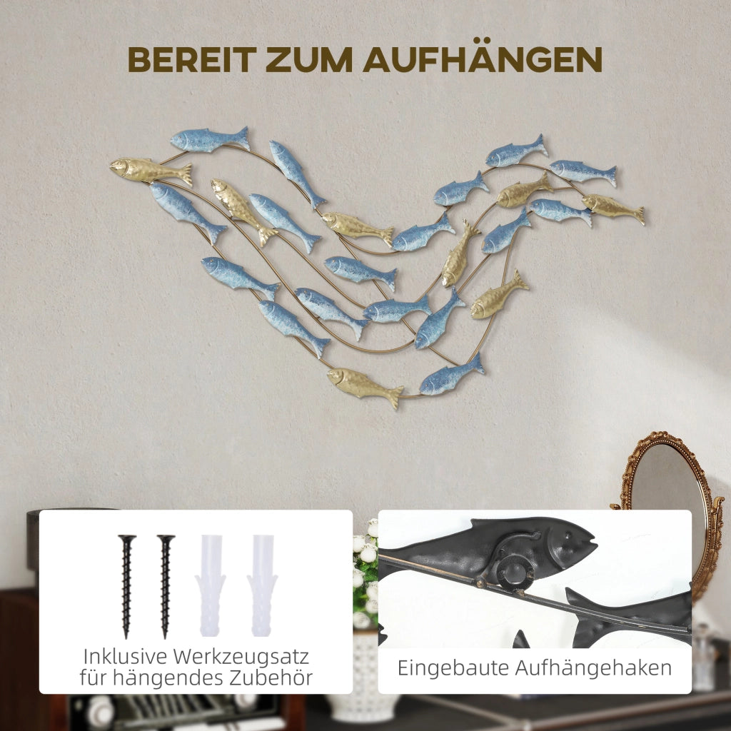 Quadro decorativo pesce ¨C Zephmum ¨C Blu, metallo, design moderno