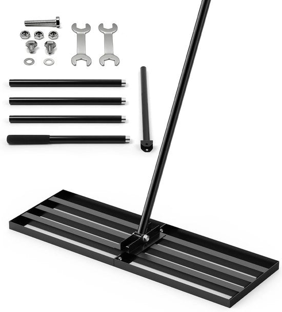 Livello per Giardino - Livellatore per Prato - Robusto Chassis in Metallo - 204 cm di Lunghezza - Nero