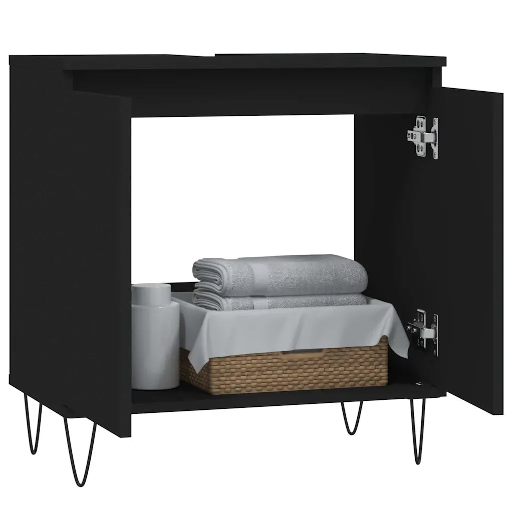 vidaXL Mobile da Bagno Nero 58x33x60 cm in Legno Multistrato