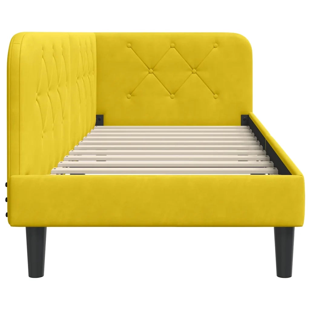 Letto singolo | Letto per adulti | Cornice del letto ad angolo Giallo 80 x 200 cm Velluto