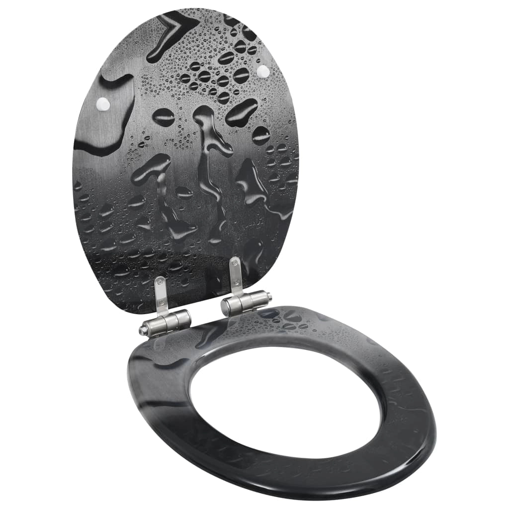 Sedile per WC con coperchio in MDF meccanismo di chiusura ammortizzata e design a goccia d'acqua 02_0002903