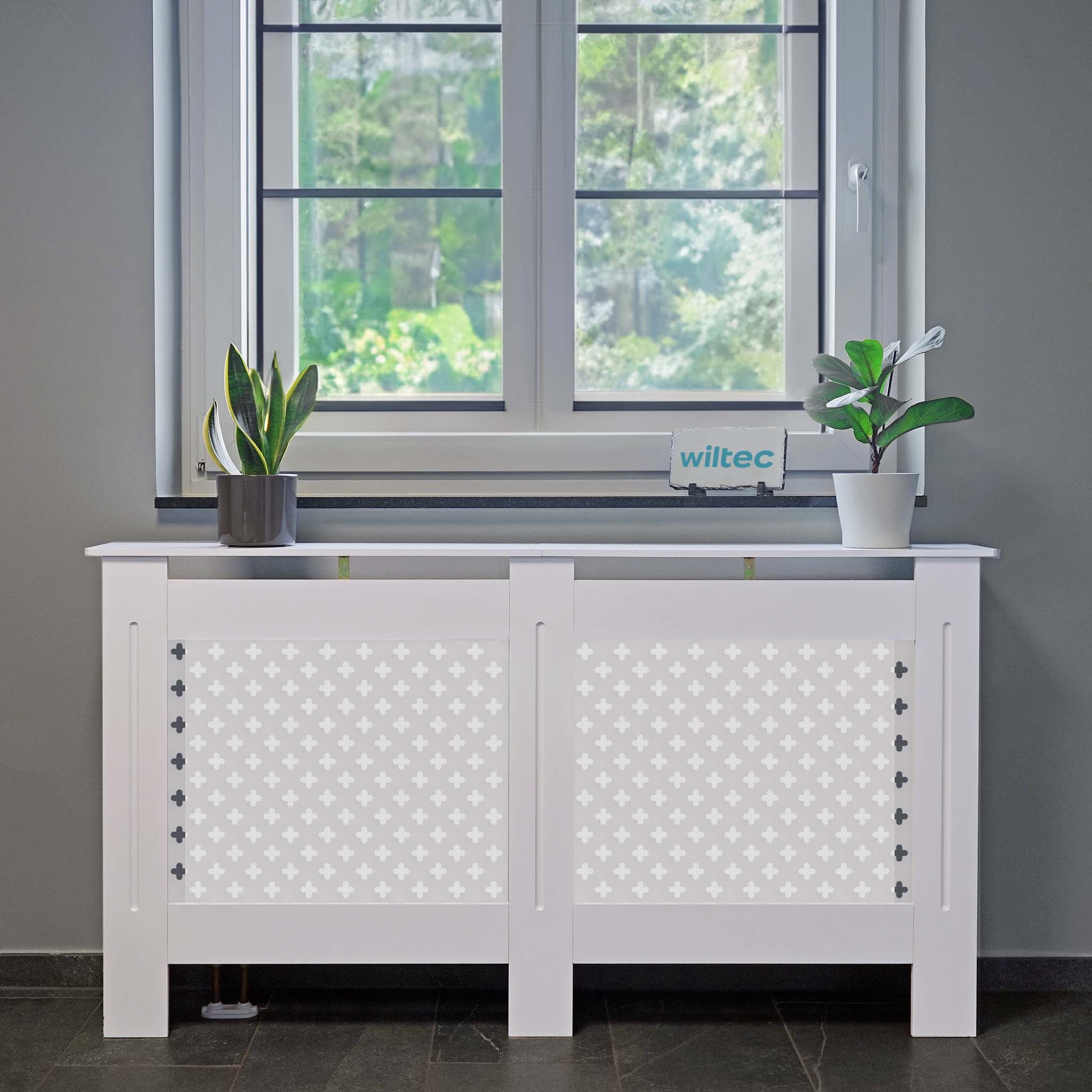 Toboli Radiator Cover White 152 x 19 x 82 cm, MDF Cover, Wooden Radiator Cabinets, Aesthetic Way to Hide Heaters