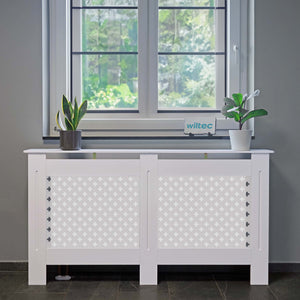 Toboli Radiator Cover White 152 x 19 x 82 cm, MDF Cover, Wooden Radiator Cabinets, Aesthetic Way to Hide Heaters