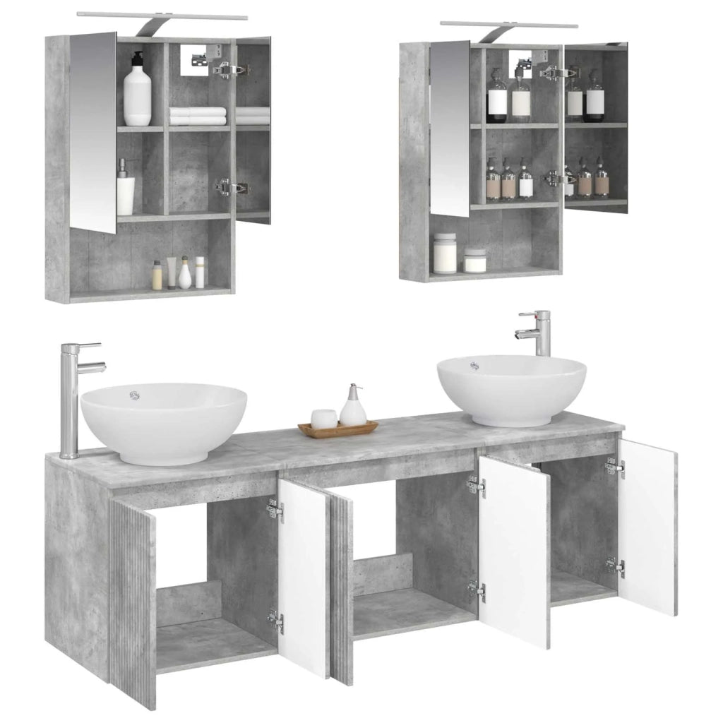 Set di Armadi da Bagno 5 pcs Grigio Cemento 3406482