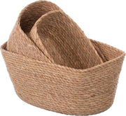 Set di 3 cesti di zeppa marina di 34 cm, 30 cm e 25 cm, cesto di stoccaggio decorativo intrecciato - colori naturali - cesti di stoccaggio - (2-5)