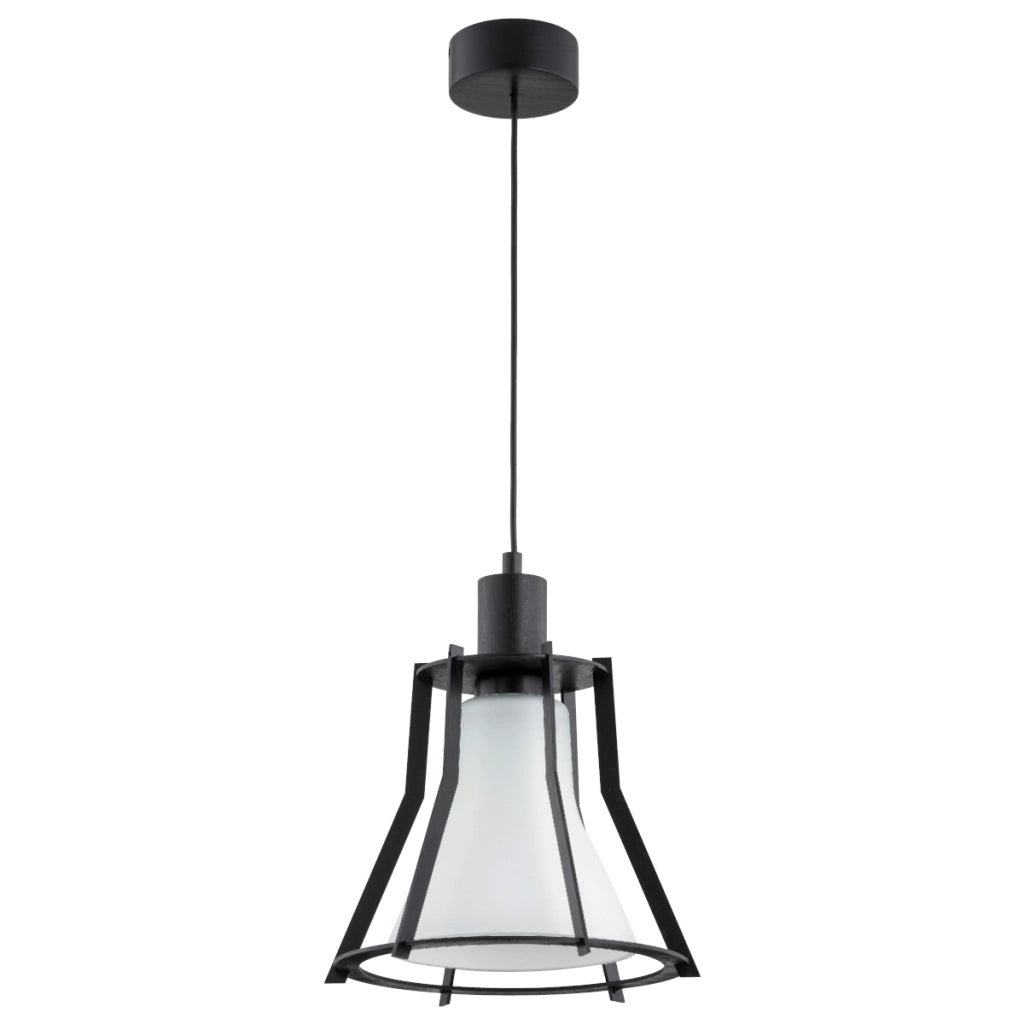 Lampada a sospensione moderna nera vetro bianco E27 Alfa